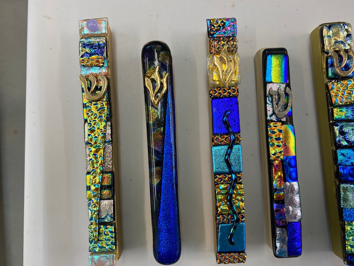 Dichroic artistic Mezuzahs Modern Mezuzah with Case Mezuzah Etsy