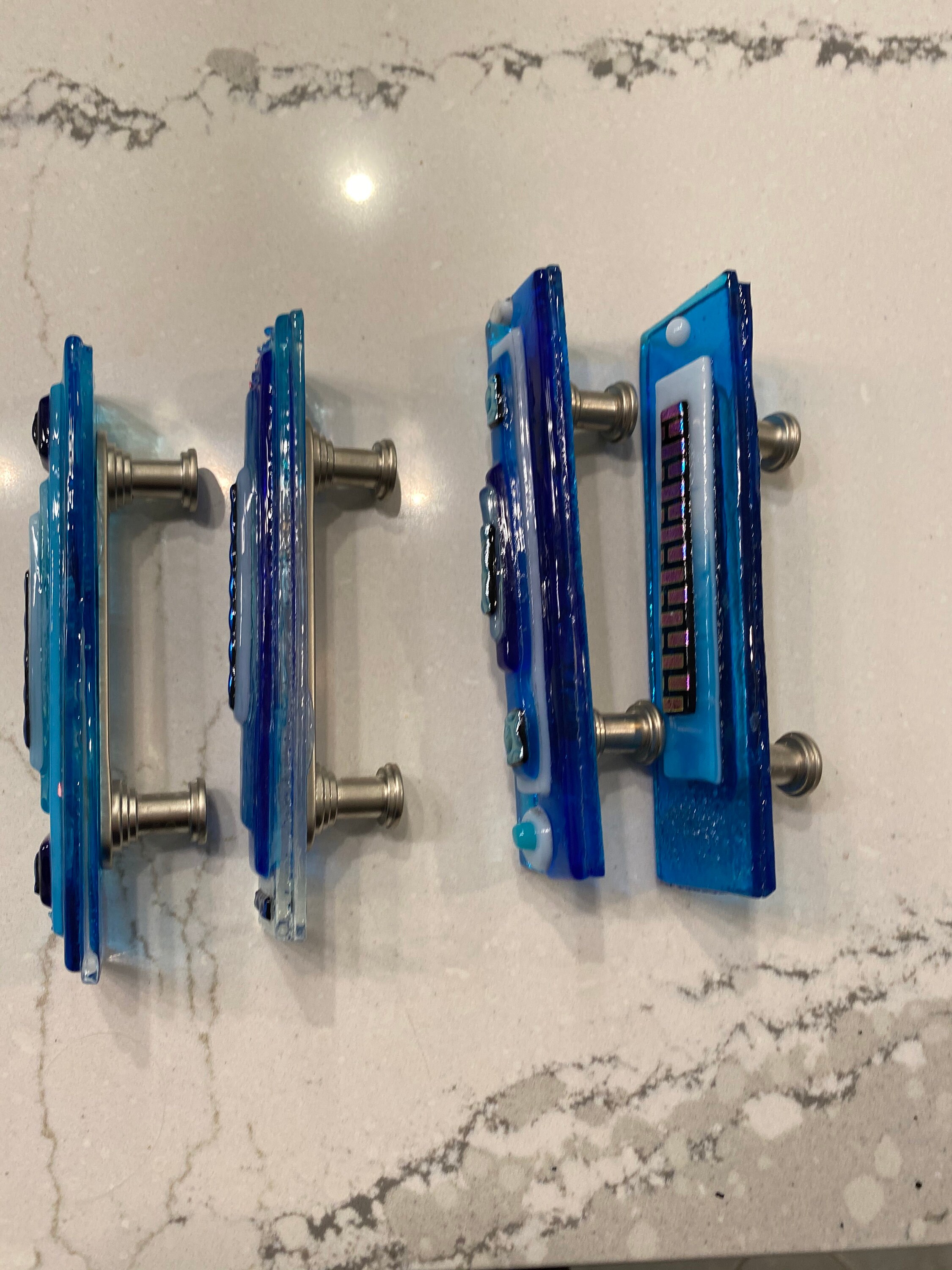 Blue Glass Kitchen and Bathroom Knobs Colorful Etsy