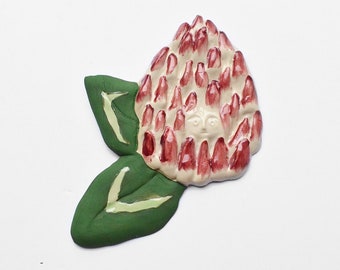 Red Clover. Stoneware wall decor.