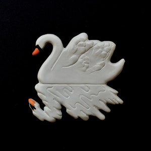 Swan On The Lake. Ceramic wall sculpture