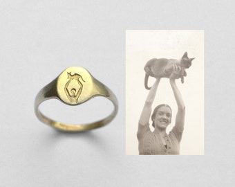 Adorateur de chat. Bague argent laiton