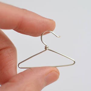 Hangers earrings, sterling silver. Miniatures dangles. Wire light earrings. Coat hanger dollhouse decor image 5