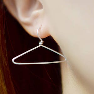 Hangers earrings, sterling silver. Miniatures dangles. Wire light earrings. Coat hanger dollhouse decor image 1