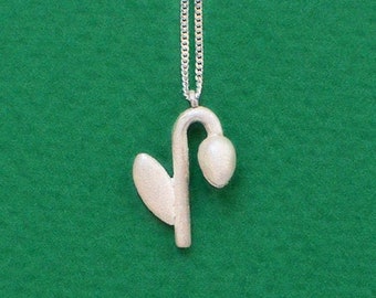 Tulip flower. Silver pendant necklace