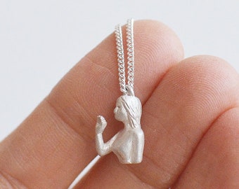 Goodbye. Silver pendant necklace.