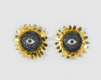 Sunflowers. Ceramic, brass, silver