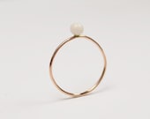 14K rose gold plated ring. Porcelain bead. Minimalist jewelry.