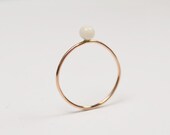 14K rose gold plated ring. Porcelain bead. Minimalist jewelry.