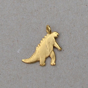 Godzilla pendant. Gold plated chain necklace