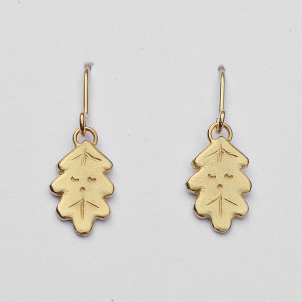 Dead Leaves. Golden brass earrings. Autumn leaf