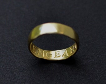 VENGEANCE. Brass ring with secret message. Medieval jewel