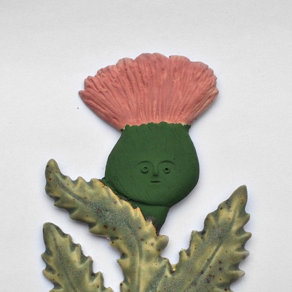 Thistle. Ceramic wall ornament. Wall art