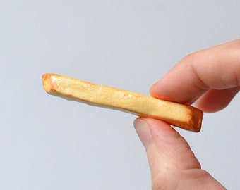 Porcelain French Fry. Realistic ceramic pin brooch