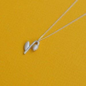 Tulip flower. Silver pendant necklace image 4