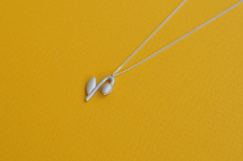 Tulip flower. Silver pendant necklace image 4