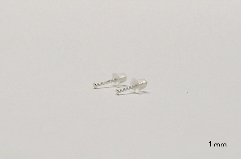 Tiny earrings. Pair of silver studs. Different sizes image 4