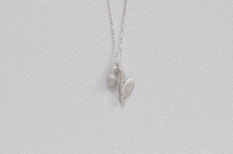 Tulip flower. Silver pendant necklace image 6