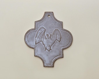 Flying Bat, ceramic tile, bas relief