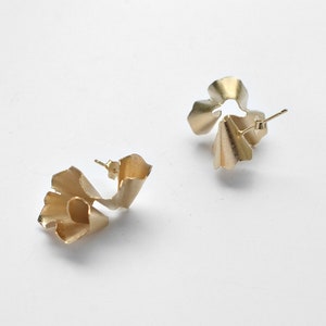 Pencil Shaving earrings. Golden brass image 3