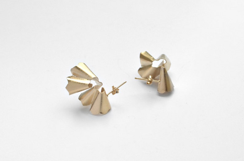 Pencil Shaving earrings. Golden brass image 6