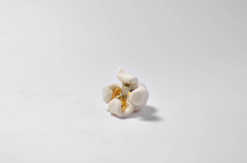 Popcorn pin. Porcelain brooch. Food jewelry. image 5