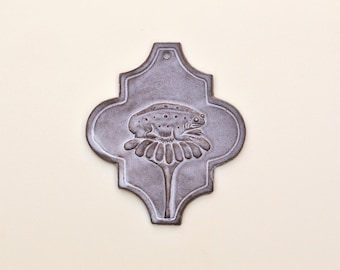 Toad Resting On A Daisy, wall art. Ceramic tile