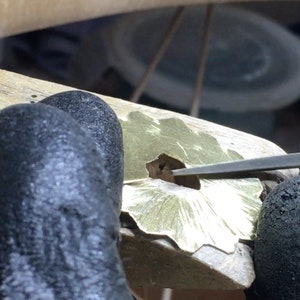 Pencil Shaving earrings. Golden brass image 9