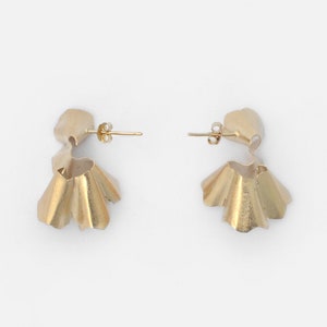 Pencil Shaving earrings. Golden brass image 4