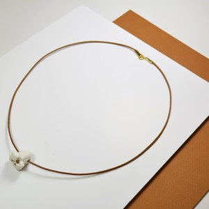 Popcorn necklace, porcelain, white ceramic, brown cotton rope image 5