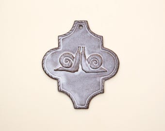 Snails Kissing, wall art. Ceramic tile