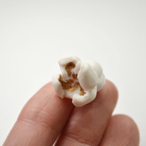 Popcorn pin. Porcelain brooch. Food jewelry.