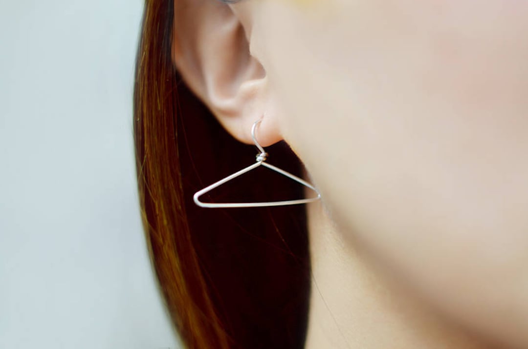 Hangers Earrings, Sterling Silver. Miniatures Dangles. Wire Light