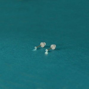 Winzige Ohrringe. Mini-Paar Silberchips. Verschiedene Größen Bild 5