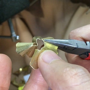 Pencil Shaving earrings. Golden brass image 10