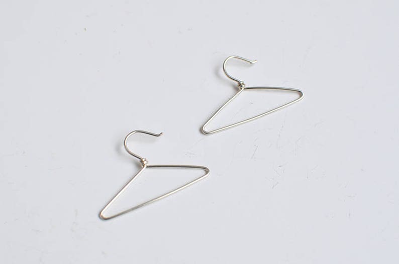 Hangers earrings, sterling silver. Miniatures dangles. Wire light earrings. Coat hanger dollhouse decor image 3