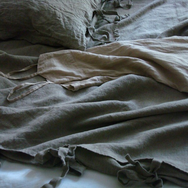 Linen Duvet Cover / Farmhouse bedding / Duvet cover with ties / Queen  duvet cover , Twin Full King size