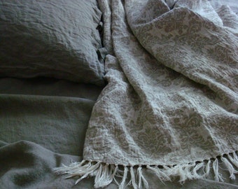 Damask throw blanket Summer Linen blanket duvet stonewashed
