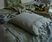 Juego de sábanas Juego de ropa de cama Juego de funda nórdica de diseño con corbatas y encaje Funda nórdica de lino y fundas de almohada Double Full Queen King Diseñado por LUXOTEKS