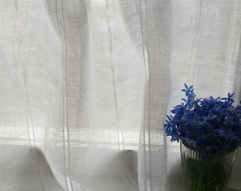 White linen curtains Extra wide curtains for living room Sheer curtain panel  Custom sizes