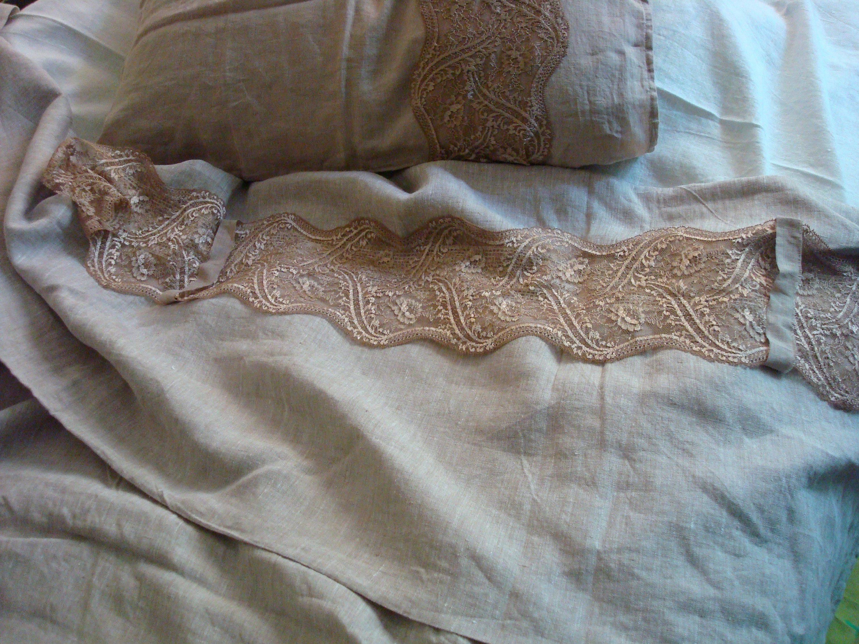 Beige Linen Pillowcase With Lace Trim Pillow Shams Euro Pillow Etsy