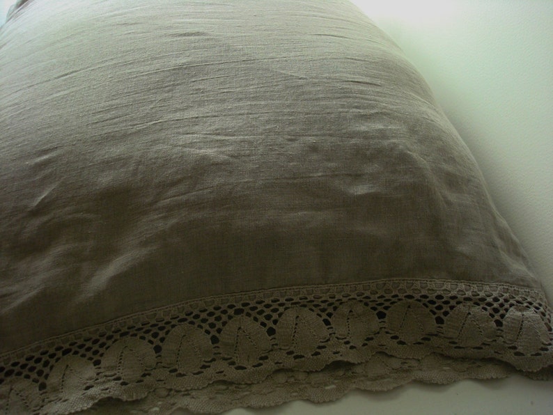 Pillowcase With Lace / Softened Linen Pillowcase Lace Trim Etsy