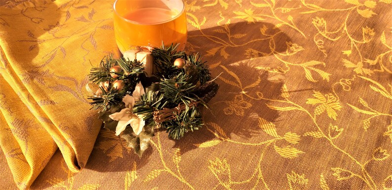 Custom linen tablecloth from jacquard linen square or rectangle tablecloth Christmas tablecloth image 3