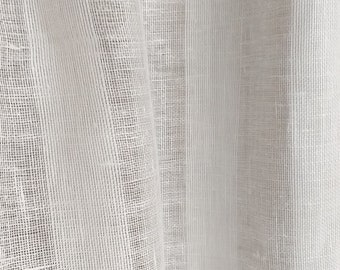 White striped burlap linen curtain . Custom curtain . Living room linen panels  . Linen cafe curtains . Farmhouse curtains