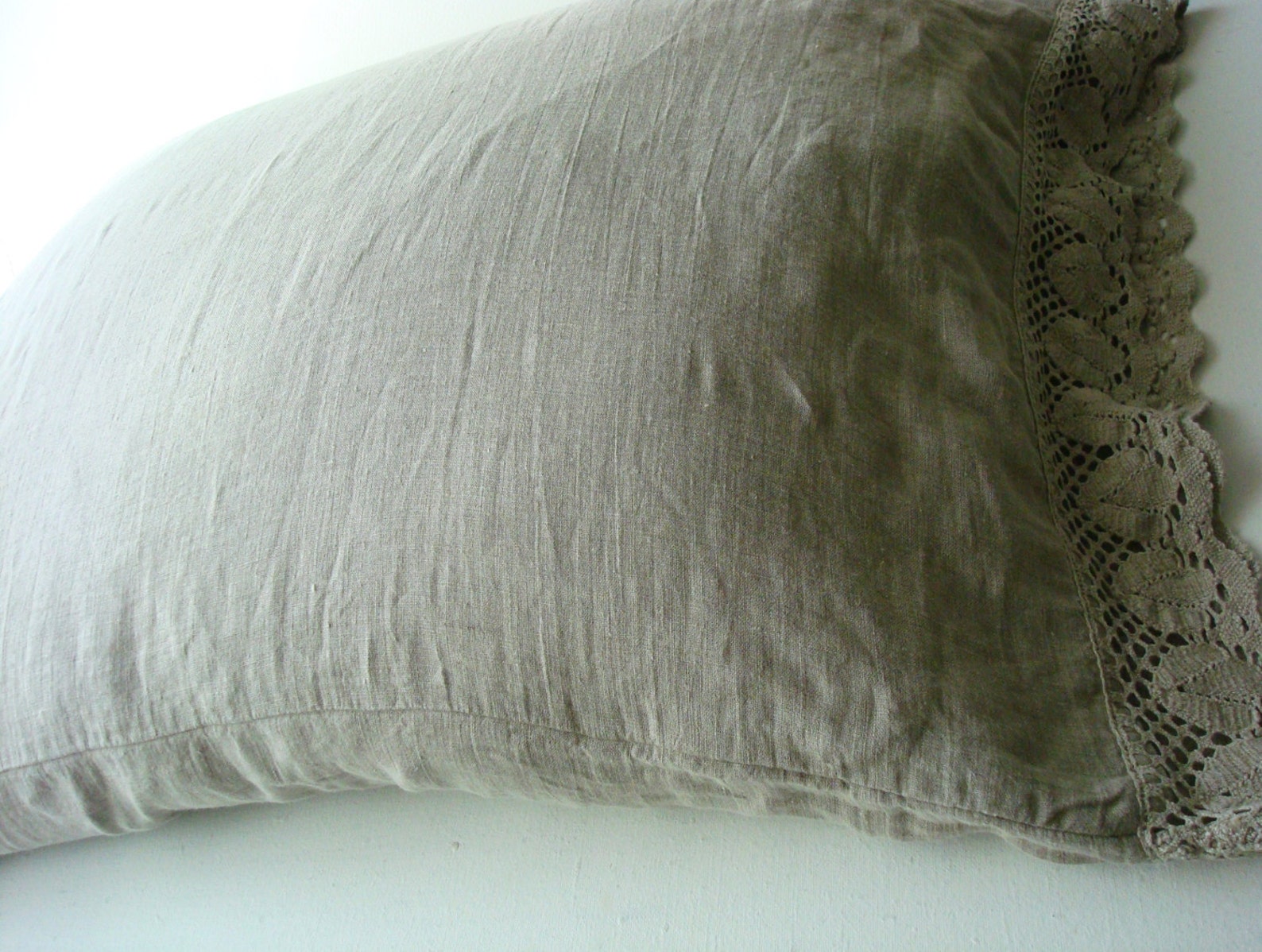 Pillowcase With Lace / Softened Linen Pillowcase Lace Trim Etsy