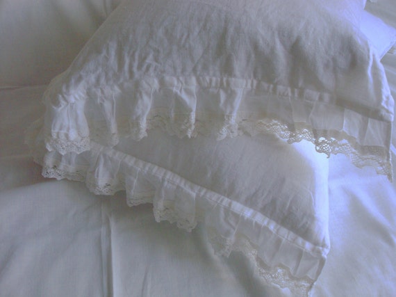 Pillow Cases Ruffle Bedding White Ruffle Pillow Sham Linen Etsy
