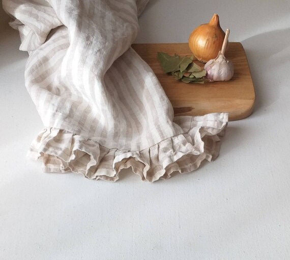 Natural or White Ruffled Tea Towel Kitchen Towel Tea Towel Wedding Gift  Home Decor Farmhouse Decor Housewarming Gift 