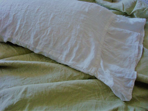 White Ruffled Pillow Case Pillow Shams Frilled Pillowcases Etsy