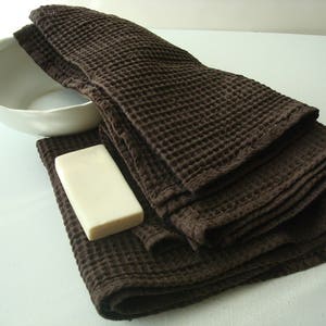 Guest Towel Waffle Piqué Half Linen, Black