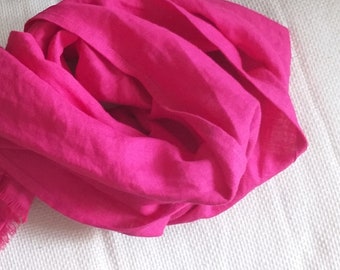 Fashion LINEN SCARF girl in Fuchsia color Scarf Womens mans Fall scarf unisex Magenta pink scarf