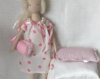 Handmade Textile Doll Princess on the Pea Fabric Art Doll Collectible Christmas Gift